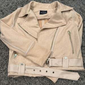 Haute Monde Faux Suede Belted Moto Jacket - Mustard Camel